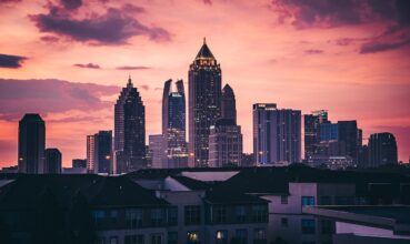 Atlanta skyline at sunset