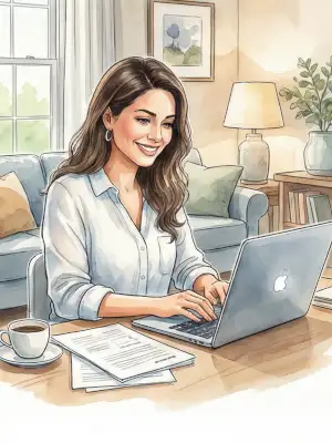 Woman using laptop